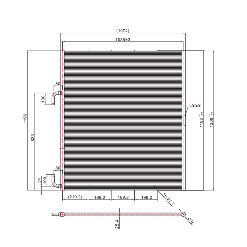 SC-1800 1074*1208mm Tub micro-canal Schimbător de căldură Condensator Evaporator Bobină MCHE